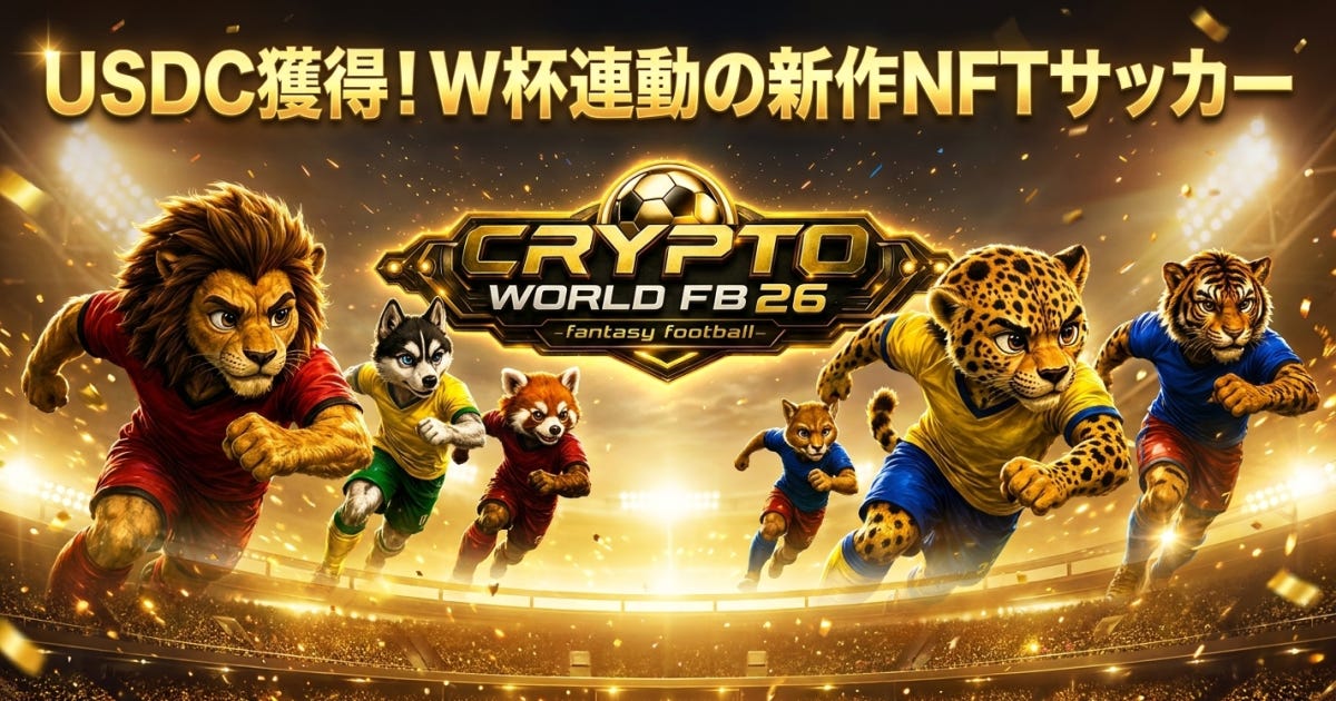 チェンコロ開発者kotaro氏の新作NFTサッカーゲーム「Crypto World Football 26」正式リリース、FIFAワールドカップ連動でUSDC報酬