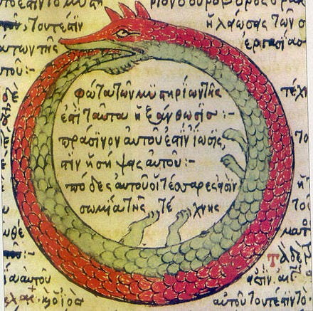 The ouroboros - a snake eating its own tail The ouroboros - a snake eating its own tail
