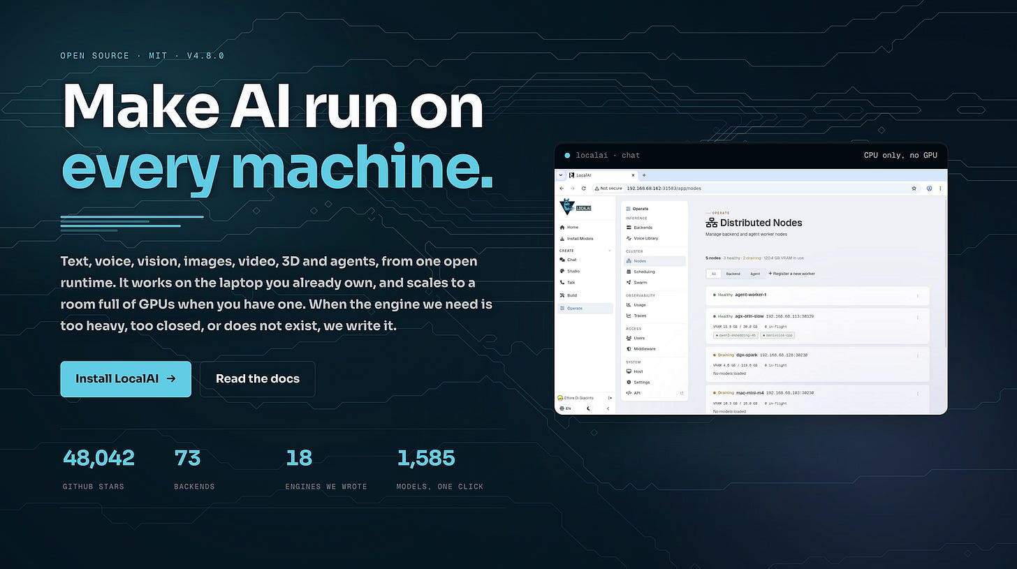LocalAI landing page LocalAI landing page