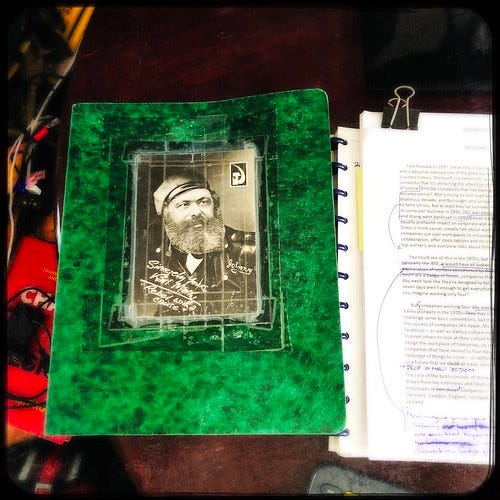 My ancient binder, with a postcard from one of my best friends and fellow historians, ca 1992. My ancient binder, with a postcard from one of my best friends and fellow historians, ca 1992.
