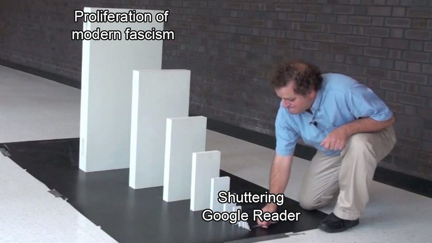 Shuttering Google Reader meme: led to proliferation of modern fascism
