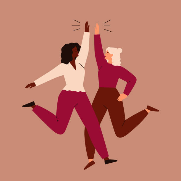 940+ Women High Five Stock Illustrations, Royalty-Free ...