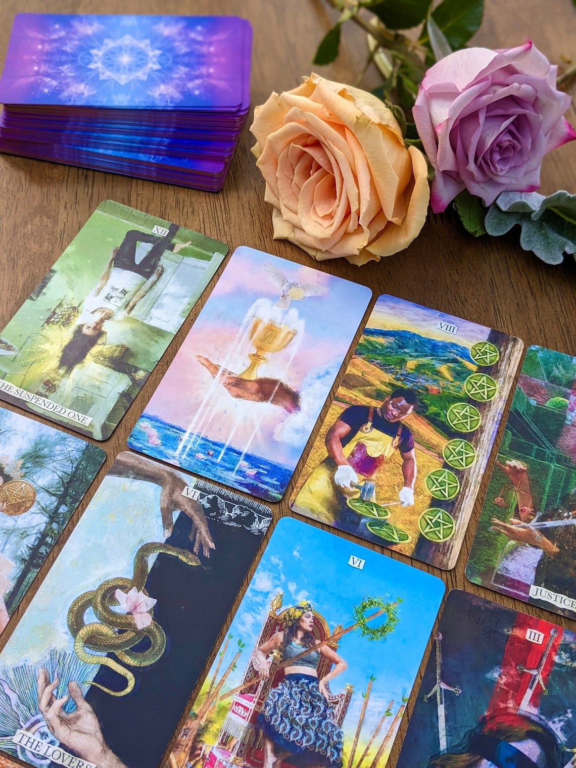 Superlunaris Spark Linen Edition Tarot Deck, Indie Tarot Cards, beginners, art, modern, spiritual, abundance, unique, borderless, diverse image 1