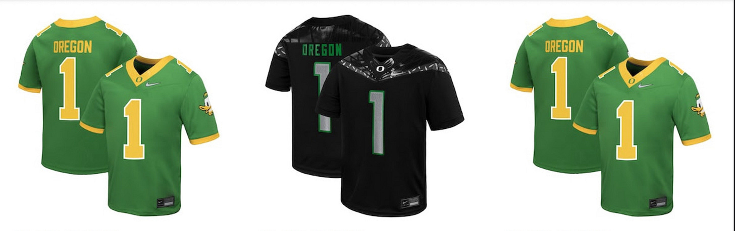 Oregon Ducks fan gear collection featuring team-licensed Nike t-shirts, shorts, jerseys, and hats. Perfect for game days and football weather. Shop the latest Oregon apparel now. Deals on seats, fan gear, and premium Oregon Football coverage at www.Ducks4.Life