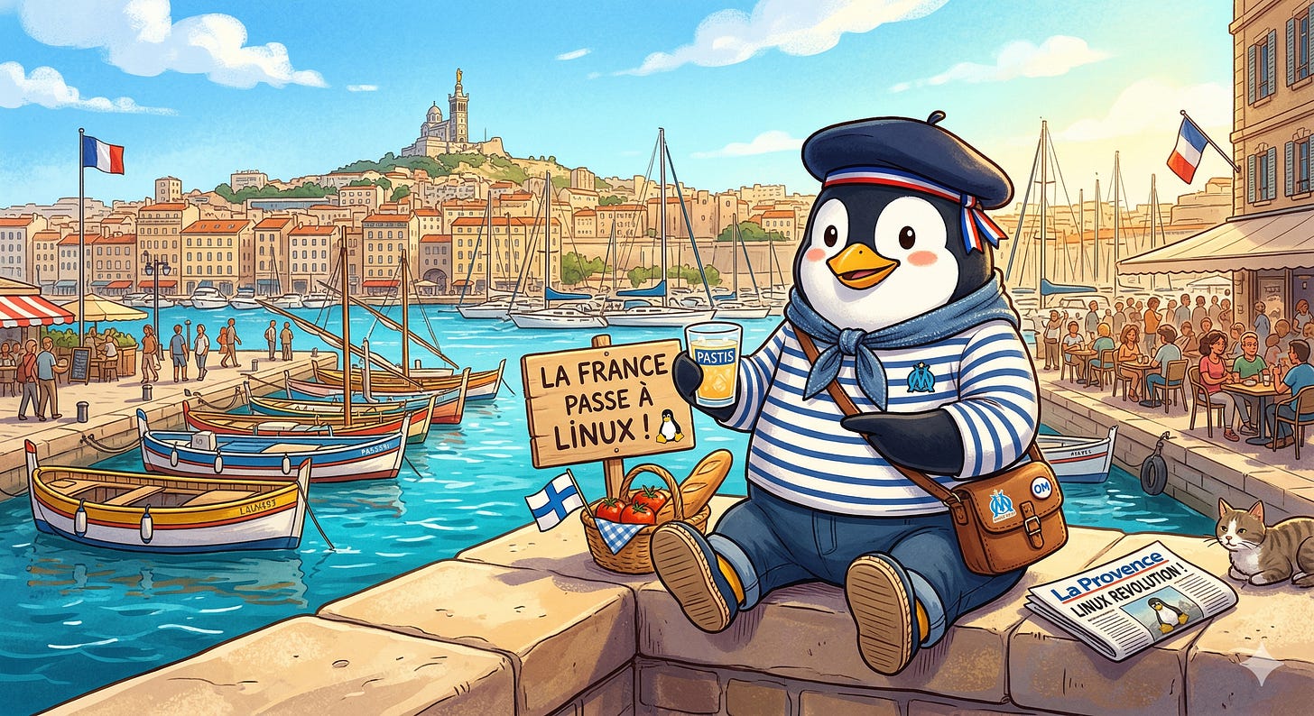 Tux in versione francesce secondo Gemini Tux in versione francesce secondo Gemini