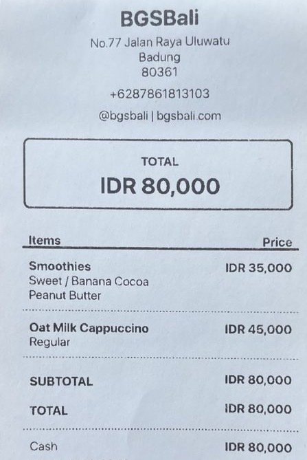 BGS Receipt Examples 2