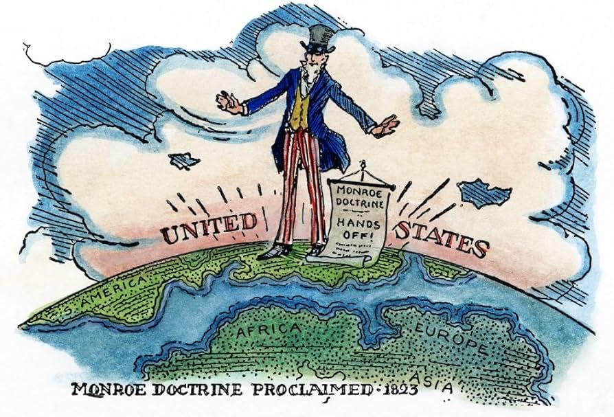 Cartoon Monroe Doctrine C1900 An Early 20Th Century American Cartoon On The Monroe  Doctrine Proclaimed By President James Monroe In His Message To Congress Of  2 December 1823 Cartoon C1900 Poster Prin :