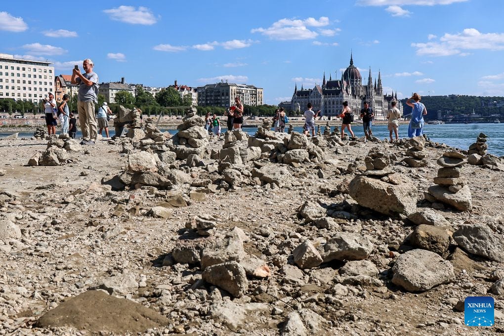 Water Level of Danube River hits record low in Budapest - Global Times