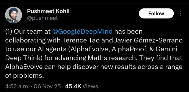 r/singularity - Google DeepMind, Terence Tao and Javier Gomez-Serrano release an AlphaEvolve + DeepThink + AlphaProof paper showing it set against 67 problems, and in most cases beating or matching the current best solutions
