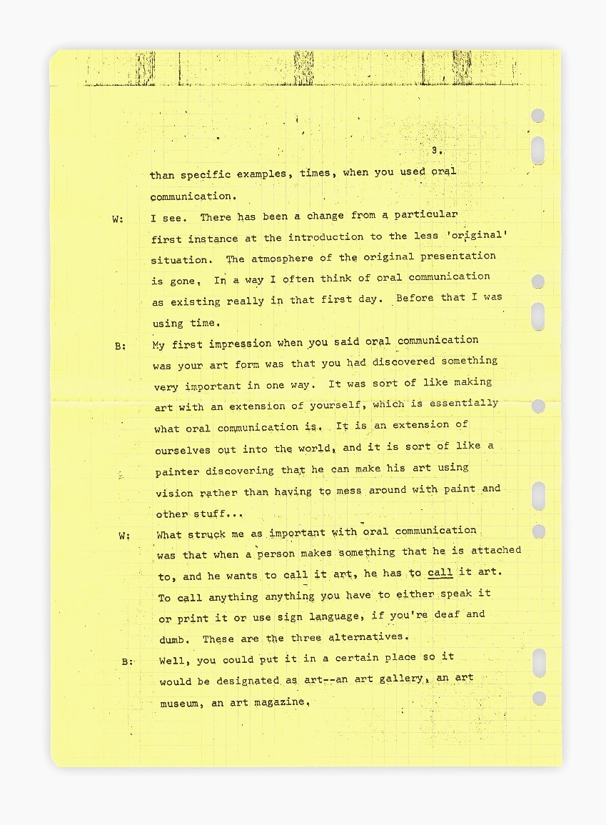 Ian Wilson, Discussion, 10th of July 1970, (photocopy on seven sheets), 1970 [MoMA, New York, NY. © Ian Wilson]