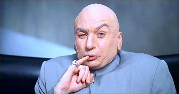 According to SNL writers and staffers, Dr Evil in the movie Austin Powers  International Man of Mystery (1997) is visually inspired by Donald  Pleasence [007's nemesis in You Only Live Twice] but