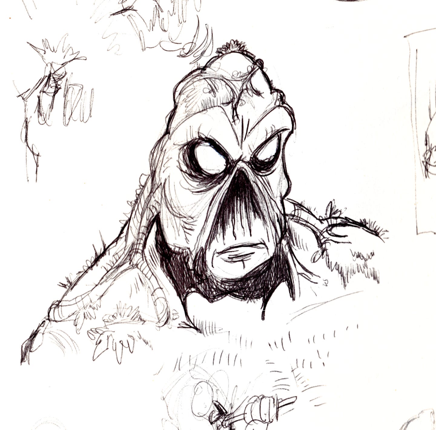 Ballpoint sketch of the Swamp Thing.