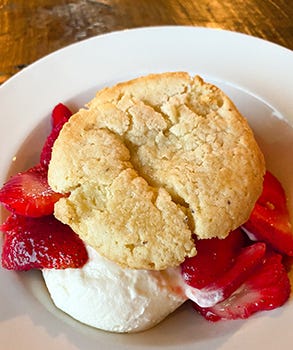 strawberry shortcakes, strawberry semifreddo, strawberry trifle