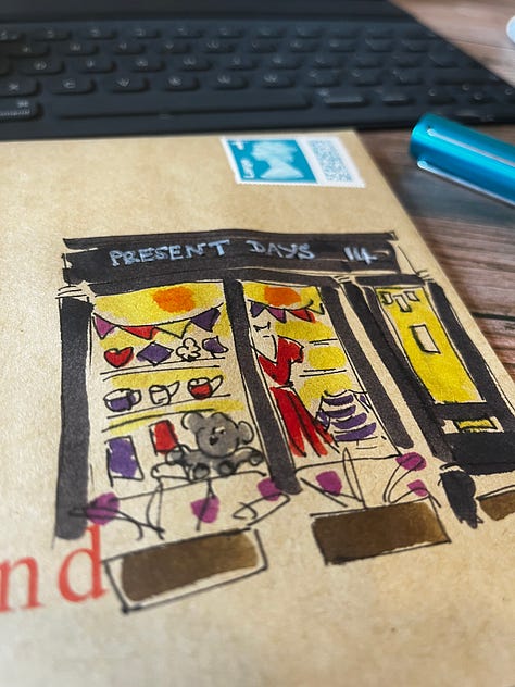 Brown envelopes with illustrations on