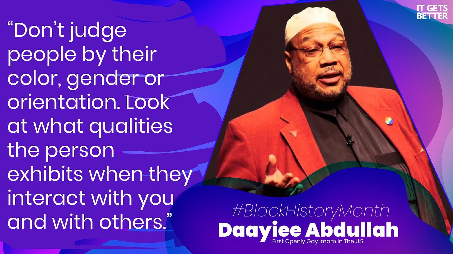 It Gets Better on X: "EMPOWER: Daayiee Abdullah is credited as being the  first openly gay Imam in the U.S. One of Abdullah's first acts as an Imam  was performing janazah (funeral