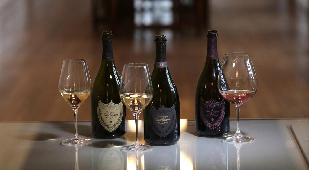Three bottles of Dom Pérignon ready to be tasted