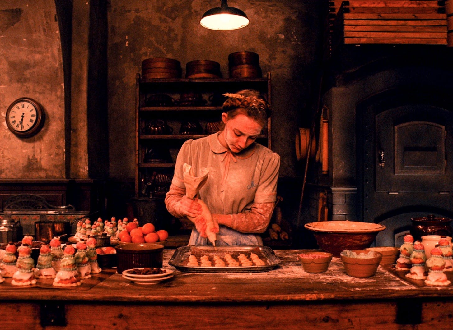 Agatha preparing Mendl’s pastries
