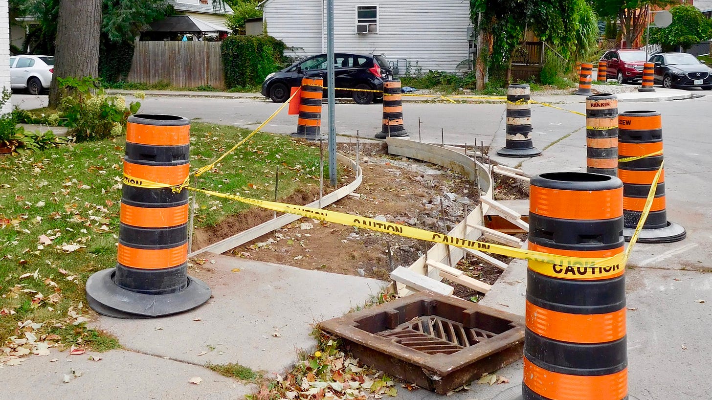 Large sidewalk repair underway in the North End