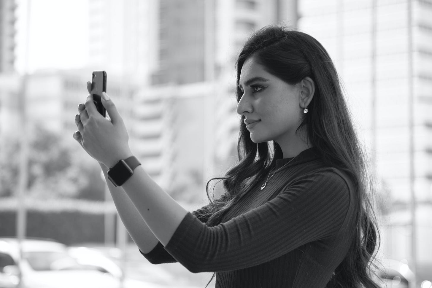Woman looking at her phone