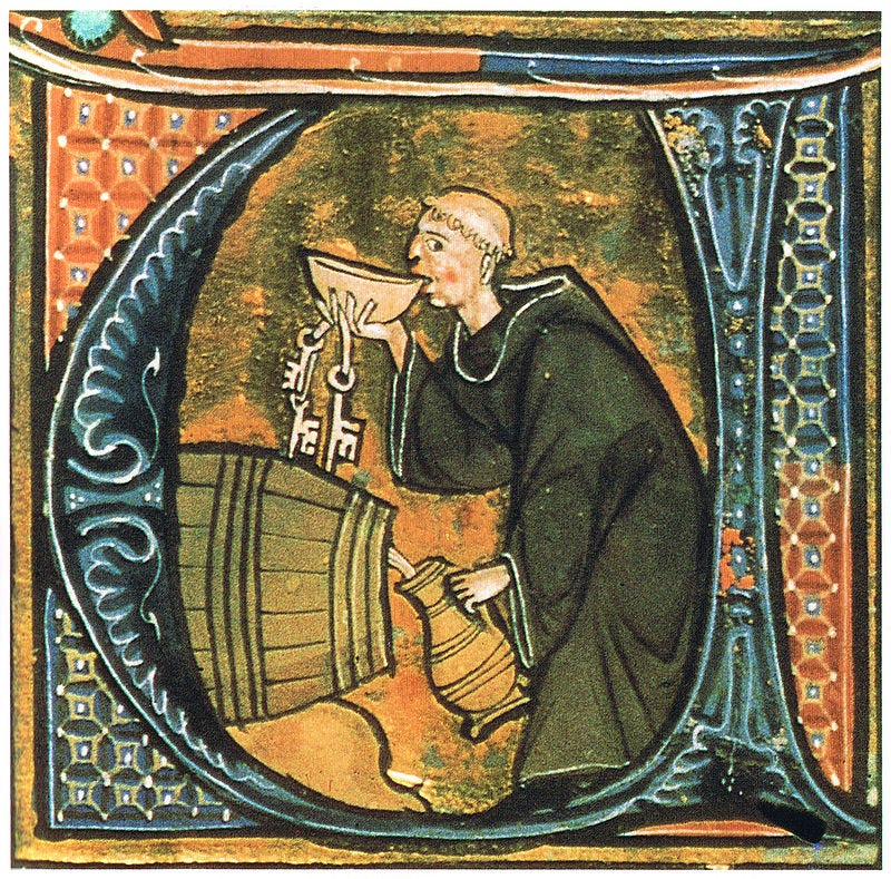 Monk sneaking a cheeky drink