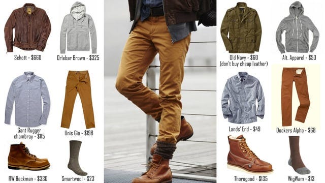 r/malefashionadvice - Recreating one of my favorite fall looks on two budgets - $375 vs. $1650
