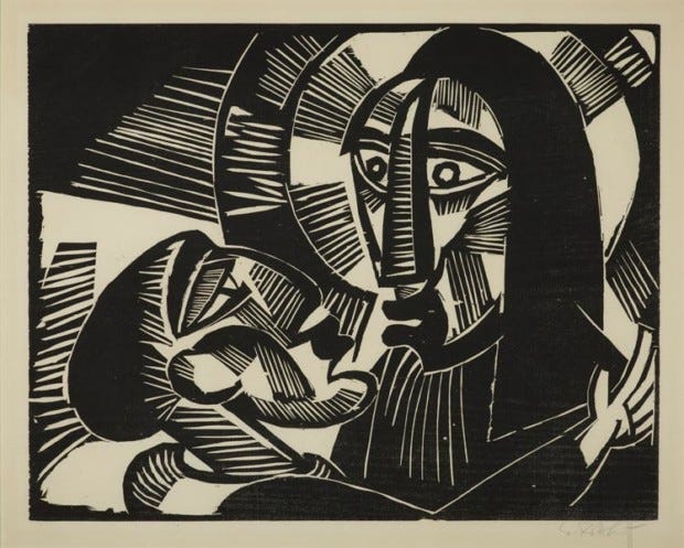 Karl Schmidt-Rottluff: Kristus and Judas, 1918. Woodcut; © VG Bild-Kunst Bonn, 2011