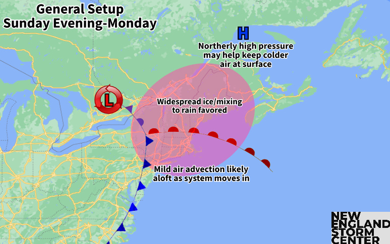 Widespread Wintry Mix on Tap for New England Sunday Night to Monday