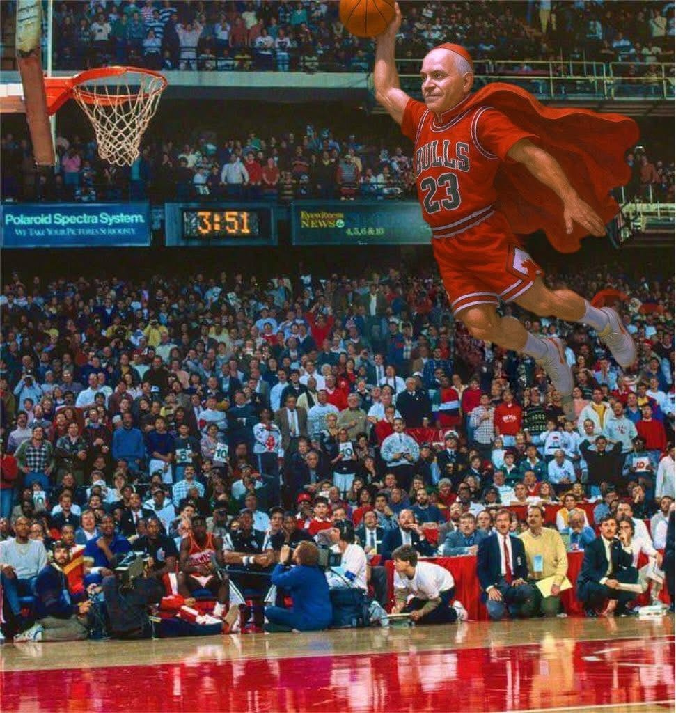 May be an image of 1 person, playing basketball, basketball jersey, ball, backboard, crowd, basketball court and text