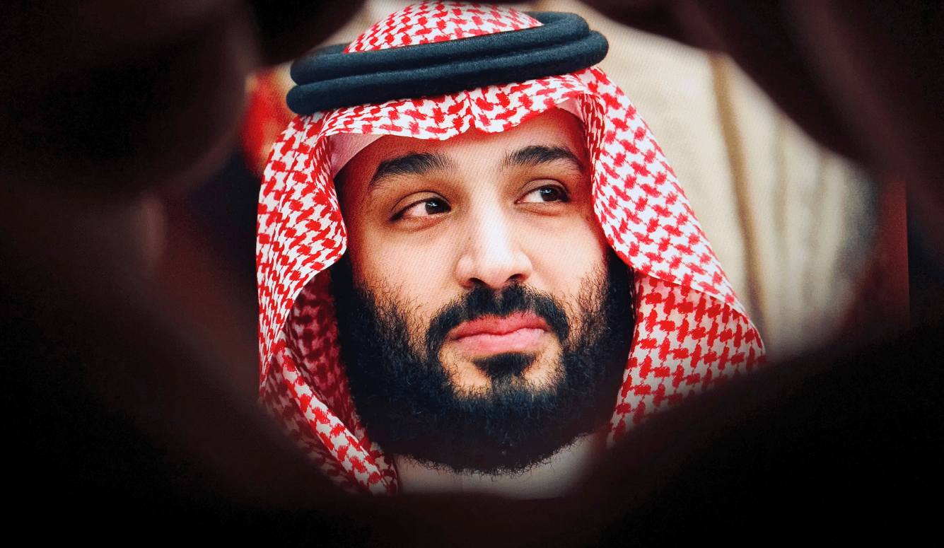 Close-up portrait of Saudi Arabia Crown Prince Mohammed bin Salman (MBS) wearing a traditional red shemagh headdress and robes. Close-up portrait of Saudi Arabia Crown Prince Mohammed bin Salman (MBS) wearing a traditional red shemagh headdress and robes.