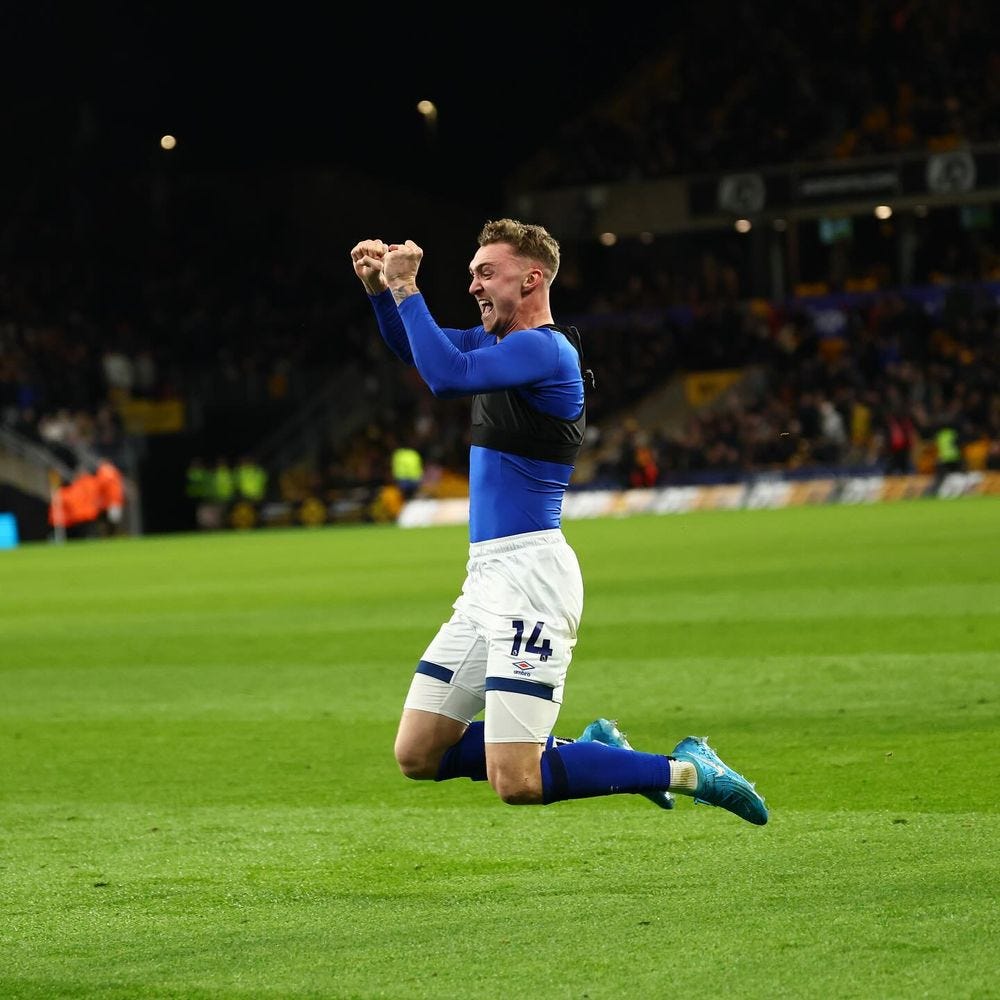 Jack Taylor flies into a knee slide celebrating his late winner against Wolves