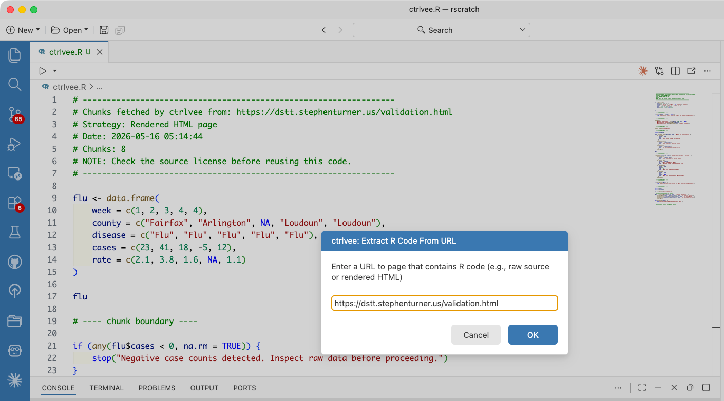 Repost: ctrlvee: Extract external R code and insert inline | R-bloggers