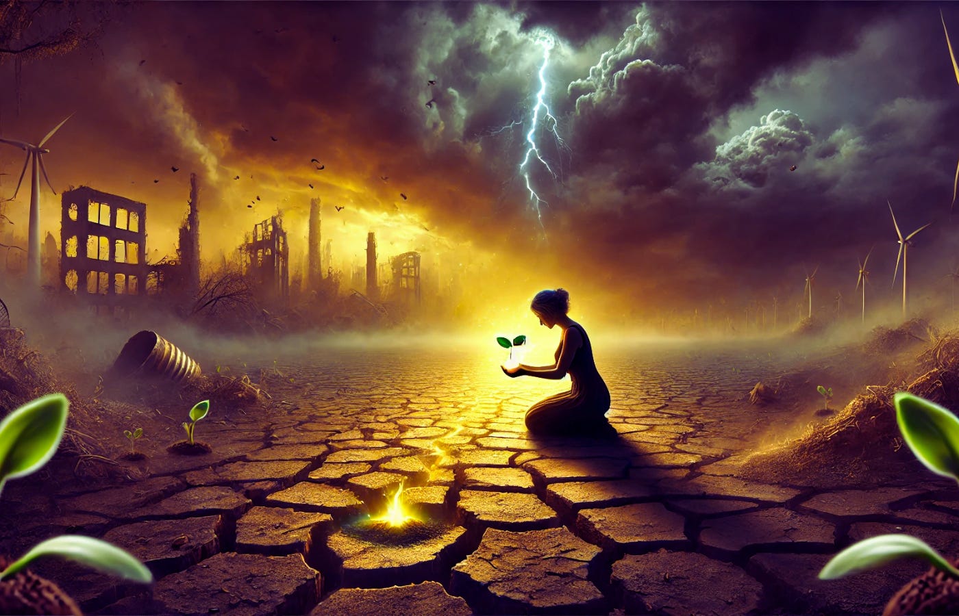 woman planting seeds of the new world
