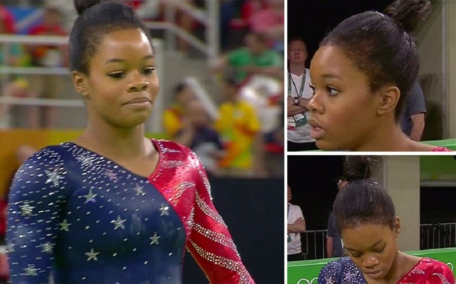 Gabby Douglas hair care causing concern at Rio Olympics 2016 images Gabby Douglas hair care causing concern at Rio Olympics 2016 images