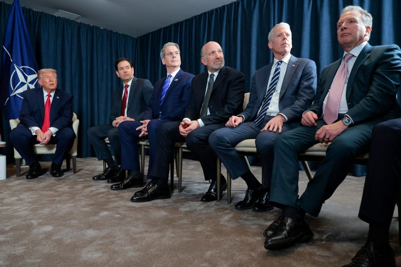 President Trump and several cabinet members attend a bilateral meeting in Davos, Switzerland.