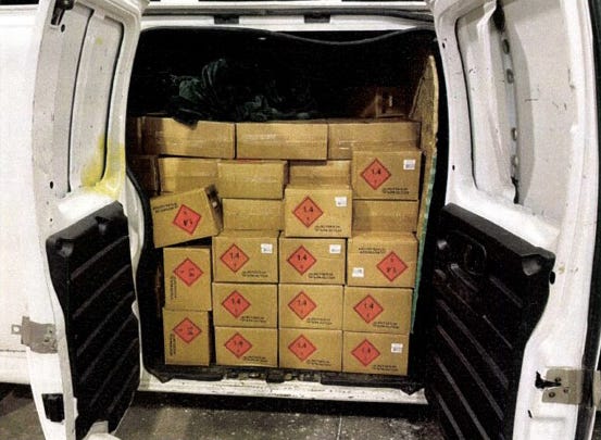 Ammunition in back of minivan