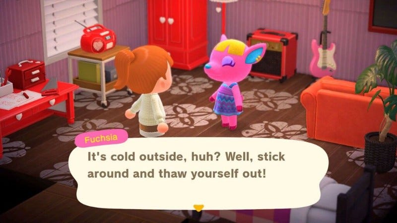 Two villagers socializing without worrying about catching a deadly disease.