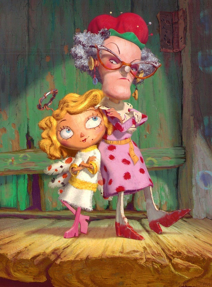 Angel and Ms. Spinster in concept art by Tony Hudson for A Few Good Ghosts. Image: Disney Angel and Ms. Spinster in concept art by Tony Hudson for A Few Good Ghosts. Image: Disney