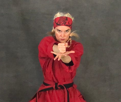 Photo montage of the author in a variety of costumes on a variety of backdrops