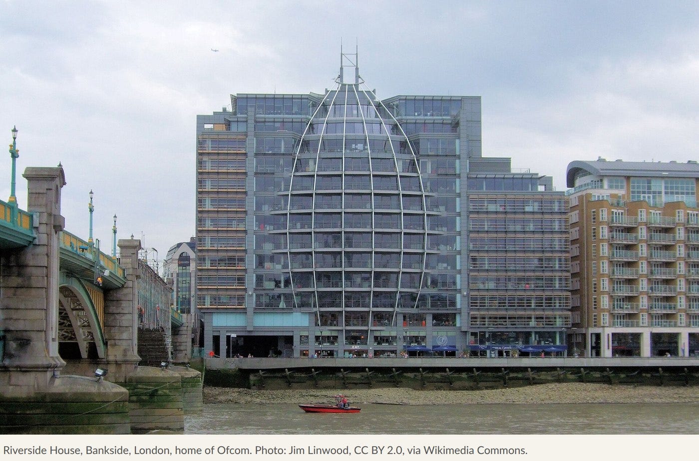 Riverside House, Bankside, London, home of Ofcom. Photo: Jim Linwood, CC BY 2.0, via Wikimedia Commons. Riverside House, Bankside, London, home of Ofcom. Photo: Jim Linwood, CC BY 2.0, via Wikimedia Commons.
