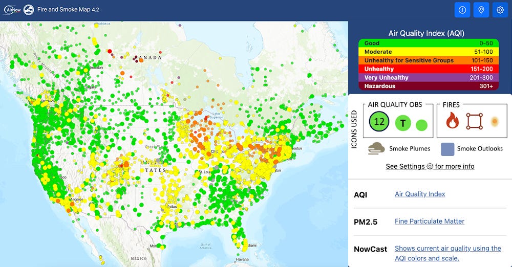 Air quality is particularly poor in the Upper Midwest, Northeast, Northern Colorado, and Southern California, which are experiencing conditions that are unhealthy or unhealthy for sensitive groups. Moderate air quality is present in the Southern Plains, other parts of Colorado, and in the Central U.S. and Mid-Atlantic. 