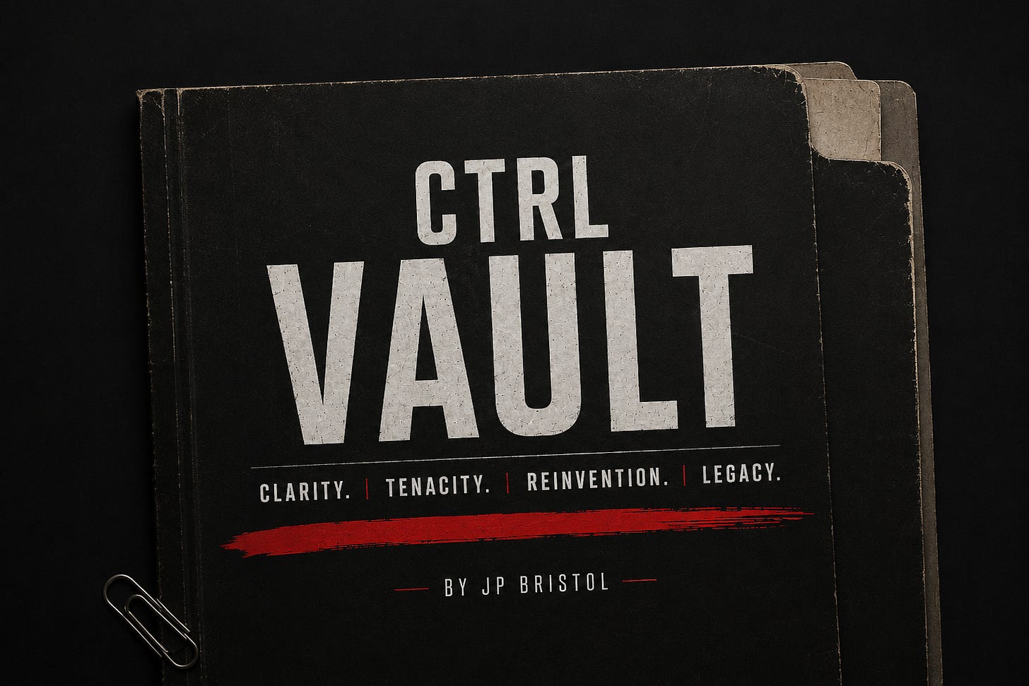 Dark textured illustration of layered black archive folders labeled “CTRL VAULT” with worn white typography, a red underline stroke, and the words “Clarity. Tenacity. Reinvention. Legacy.” The image evokes a private archive of accumulated knowledge, hard-earned experience, and operational insight. Dark textured illustration of layered black archive folders labeled “CTRL VAULT” with worn white typography, a red underline stroke, and the words “Clarity. Tenacity. Reinvention. Legacy.” The image evokes a private archive of accumulated knowledge, hard-earned experience, and operational insight.
