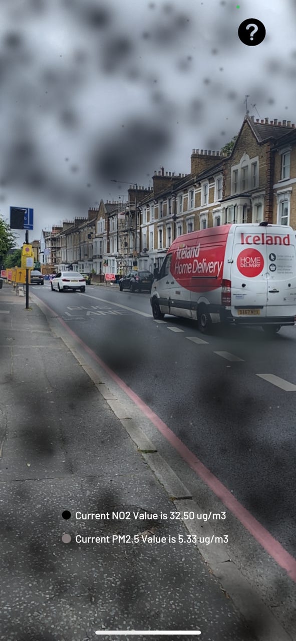 Photos of roads with pollution visualisation