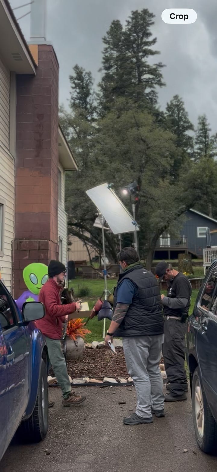film crew working on set in Cloudcroft New Mexico at the Summit Inn