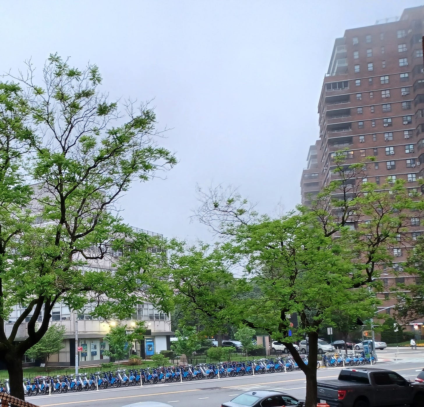 A line of bikes to share, Grand Street, Manhattan, May 5, 2025