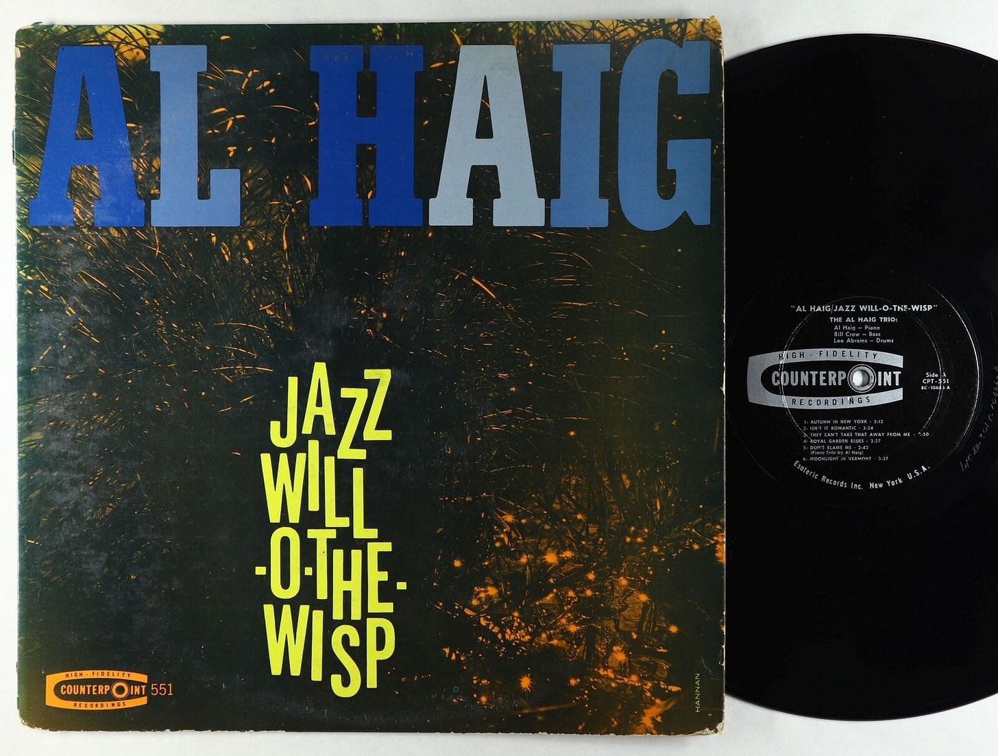 Al Haig - Jazz Will-O-The-Wisp LP - Counterpoint - CPT 551 Mono