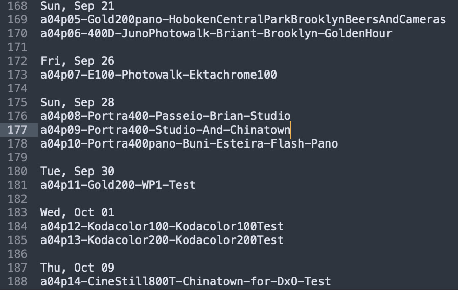 screenshot of a text file
