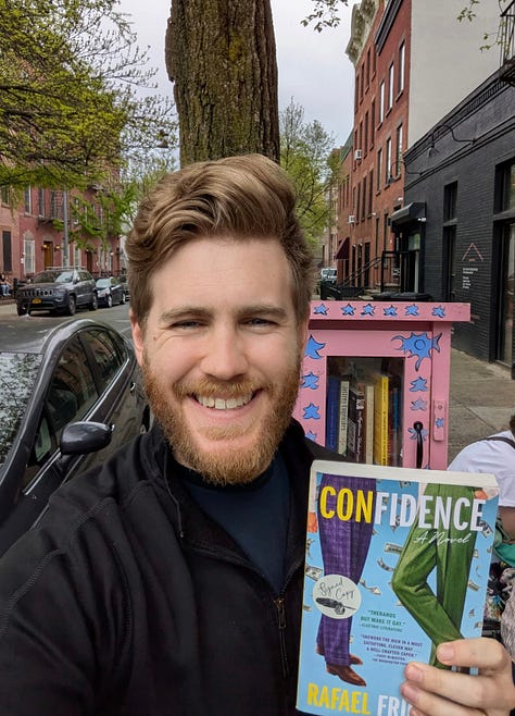 Photos of my wonderful college friends stocking their local little free libraries with Confidence and The Comedown