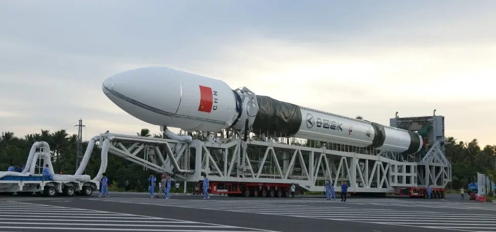 The Long March 12 Y7 vehicle being transported to Commercial Launch Pad 2 in early June 2026.