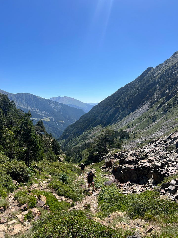 Descending and to the next climb