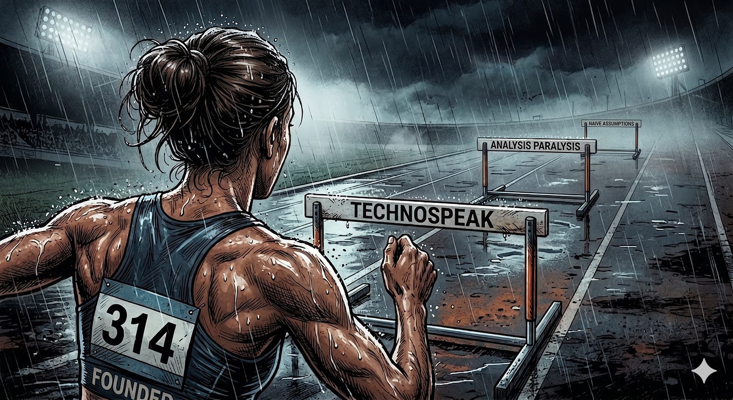 PhD founders face several hurdles: technospeak, analysis paralysis, and naive business assumptions.